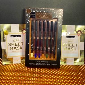 L.A. COLORS BRIGHT EYES 8 PIECE SET EYELINERS NEW BONUS 2 FACE MASK